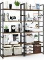NUMENN 5 Tier Bookshelf, Set of 2 Tall Bookcase Shelf Storage Organizer, Modern Book Shelf for Bedroom, Living Room and Home Office, Vintage