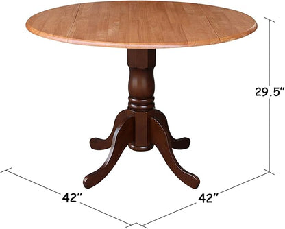 International Concepts Round Dual Drop Leaf Ped Table, Cinnamon/Espresso, 42-Inch