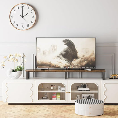 59" Large TV Riser Stand for 32-75 Inch TV, TV Shelf with Steel Legs, Tabletop TV Riser for Home Living Room, Study Office (Brown)