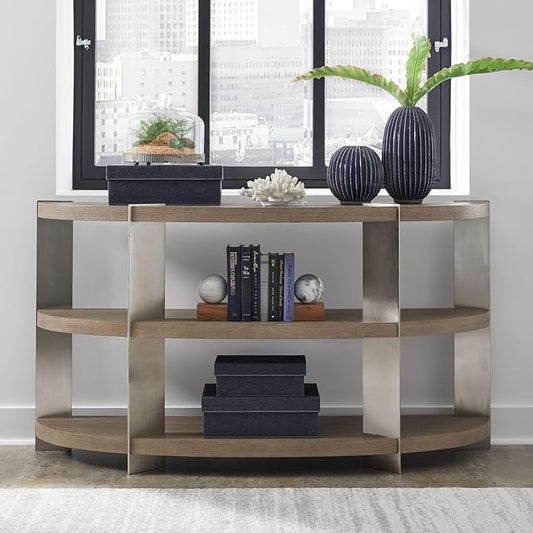 Liberty Furniture Harlow Living Room Sofa Table - Sandstone & Satin Nickel