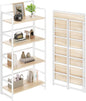 No Assembly Folding Bookshelf, 4 Tiers Collapsible Book Shelf for Home Office, Vintage Wood Foldable Bookcase Storage Organizer for Living Room Bedroom (Beige)