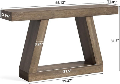LITTLE TREE 55-Inch Sofa Table with Storage, Farmhouse Console Table for Home, Rectangular Wooden Entryway Furniture for Living Room, Bedroom, Office, Hallway, Mocha