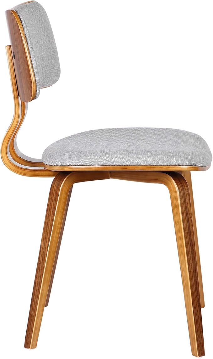 Armen Living Jaguar Mid-Century Dining Chair in Walnut Wood and Gray Fabric - Set of 4