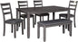 Signature Design by Ashley Bridson Modern 6 Piece Dining Set, Includes Dining Table, 4 Chairs & Bench, Gray