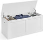 VASAGLE Storage Chest, Storage Trunk with 2 Safety Hinges, Storage Bench, Shoe Bench, Farmhouse Style, 15.7 x 39.4 x 18.3 Inches, for Entryway, Bedroom, Living Room, Cloud White ULSB164W01