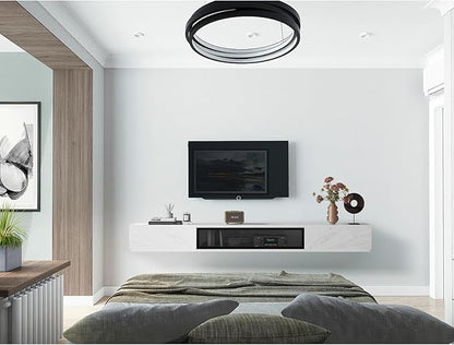 High Gloss Floating TV Stand,78'' Wall Mounted TV Console,Under TV Floating Shelf,Floating TV Cabinet with 3 Doors for Bedroom Living Room,White