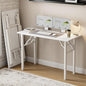 Frylr Small Folding Computer Desk – Portable 43.3 Inch Foldable Laptop Table, Collapsible and Compact for Easy Storage and Fast Setup, Lightweight for Small Spaces, Craft and Study Use, White