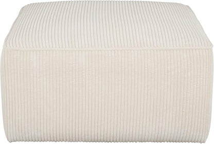 Christopher Knight Home Isa Square Ottoman Footstool, Corduroy Pouf Poufee Footrest Ottoman Large Seat, Modern Side Table for Living Room Bedroom Home Decor, Beige, 30"