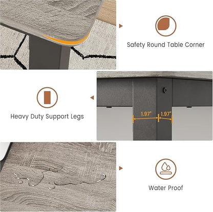 GarveeHome 70.8in Industrial Dining Table for 6, Wooden Long Dinner Table with Mortise Tenon Design, Kitchen Table with Sturdy Metal Legs, for Dining Room Home Office Living Room, Grey