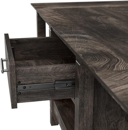 Bush Furniture Key West Coffee Table with Set of 2 End Tables in Dark Gray Hickory