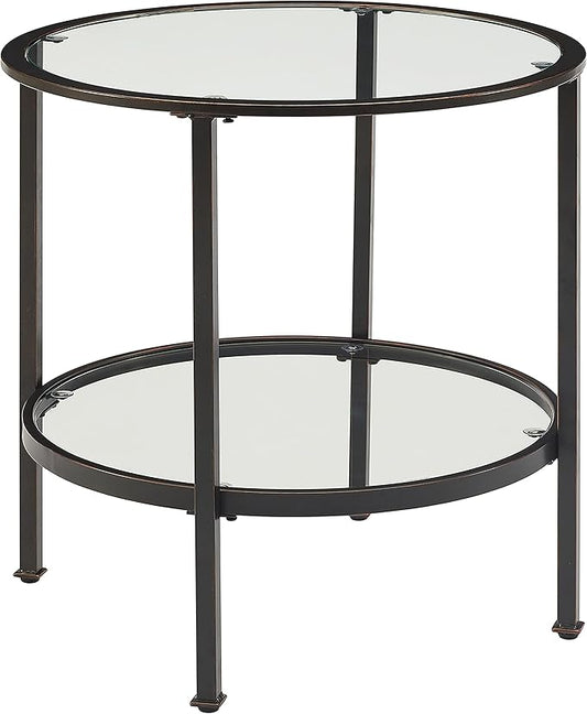 Crosley Furniture Aimee Small Side End Table with Storage Shelf for Living Room, Oil-Rubbed Bronze