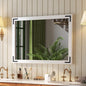 VocalStar White Wood Framed Mirror 28 x 40 Inch, Rustic Natural White Wooden Rectangle Bathroom Vanity Wall Mirror for Farmhouse Boho Decor, 1/4-inch Shatterproof Glass | Waterproof