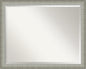 Amanti Art Silver Bathroom Mirror for Over Sink, 25x31 Elegant Brushed Pewter Narrow Rectangle Vanity Mirror, Large Casual Frame, Hangs Horizonally and Vertically, Bathroom Wall Decor, Beveled Edge