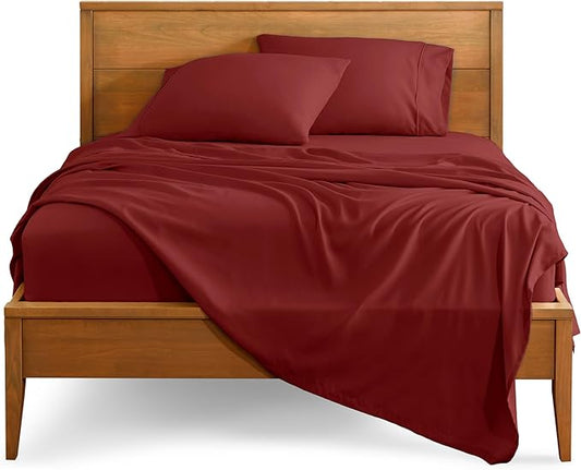 Bare Home Twin Sheet Set - 1800 Ultra-Soft Microfiber Twin Bed Sheets - Double Brushed - Deep Pockets - Easy Fit - 3 Piece Set - Bed Sheets (Twin, Rosewood)