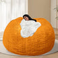 BCU 6FT Bean Bag Chair for Adults and Kids Without Filler Giant Stuffed Animal Storage Cover Soft Faux Fur Floor Chair Cover for Bedroom Living Room, Orange