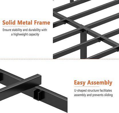 California King Bed Frame-Classic Metal Platform Bed Frame,Mattress Foundation with Steel Slat Support,Under Foundation Storage,No Box Spring Needed, Easy Assembly,California King Size