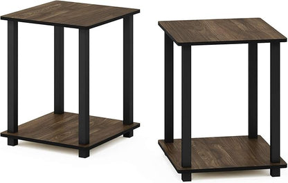 Furinno Simplistic Set of 2 End Table, Columbia Walnut/Black