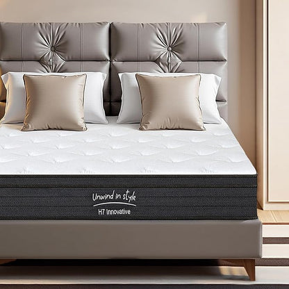 Full Size Mattress, 12 Inch 5-Zone Pocket Spring Hybrid Mattress with Gel Memory Foam for Pressure Relief & Peaceful Sleep, Medium Firm, Mattress in a Box