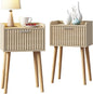LAATOOREE Nightstand Set of 2, Small Bed Side Table with Fluted Door, End Table with Solid Wood Legs, Mid-Century Bedside Table for Bedroom Small Space