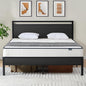 Z-hom Queen Bed Frame with Modern Wood Headboard & Footboard, Upgraded Heavy Duty Metal Sturdy Bed Frame Queen Size, Stable Platform Bed Furniture Bed Storage, No Noise, No Box Springs, Black