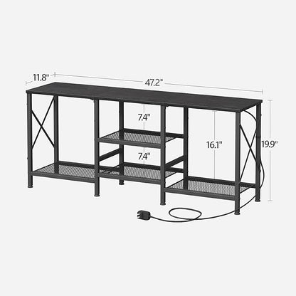 TV Stand with LED Lights for 55 Inch TV, Entertainment Center with 3-Tier Open Shelves, TV Console Table for Living Room, Bedroom, Black