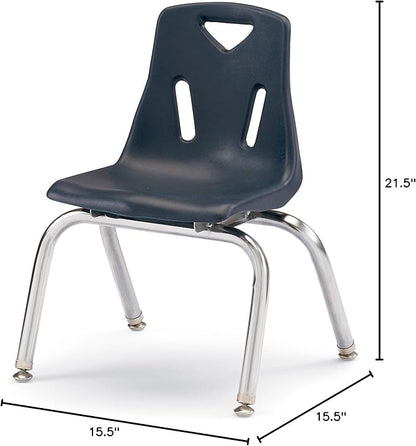 Jonti-Craft Berries 8142JC1112 Stacking Chair with Chrome-Plated Legs, 12" Height, Navy