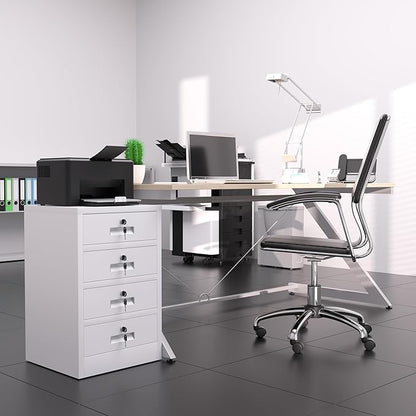Metal Storage Cabinet with Lockable Drawers for Home Office Bedroom Living Room Organization(White)