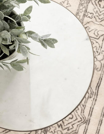 Kate and Laurel Gribben Modern Round Marble Side Table, 14 x 14 x 24, White and Gray Gunmetal, Tripod-Base Bedside Table for Display and Storage as a Bedroom Nightstand or Living Room Accent