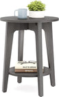 VASAGLE Side Table, Small Round End Table with Lower Shelf, Nightstand for Small Spaces, Living Room, Bedroom, Smoky Gray ULET283T68
