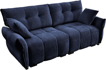 Modern Chenille Fabric 2-Seat Loveseat Sofa, Premium Upholstery Living Room Couch with Tufted Backrest & Comfortable Armrests and High-Resilience Memory Foam Cushions,Blue