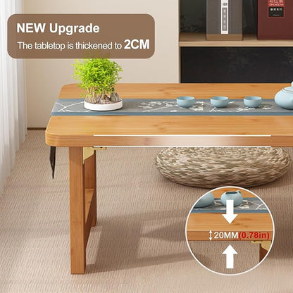 Japanese Floor Sitting Table, Folding Wood Tea Table Chabudai Japanese Coffee Table Low Table for Living Room Home Tatami Office (B 47.2 * 19.6 * 13.7 INCH)