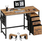 Ｍａｉｈａｉｌ Maihail Small Desk with Drawers, 40 inch Computer Desk with Shelves, Writing Desk with Storage, Small Office Desk with Metal Frame, Rustic Brown2