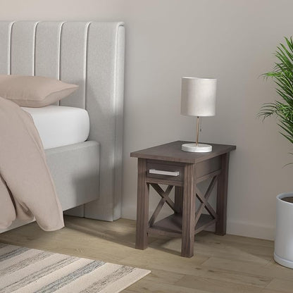 SIMPLIHOME Kitchener SOLID WOOD 14 inch Wide Rectangle Contemporary Narrow Side Table in Warm Walnut Brown for the Living Room and Bedroom