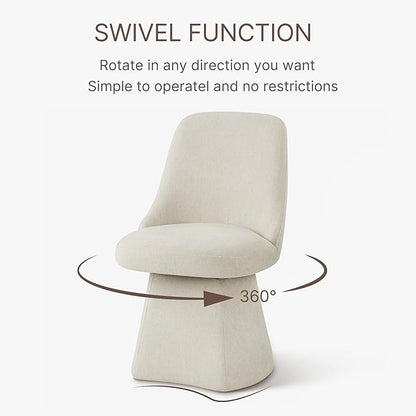 Swivel Dining Chair Mid Century Modern DeskChair High Back Upholstered Linen Fabric SideChair for Kitchen Diningroom Bedroom,Linen,2 Box