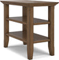 SIMPLIHOME Acadian 14-inch Wide Solid Wood Narrow End Table in Rustic Natural Aged Brown, Transitional-Style Side Table for Living Room, Bedroom, or Family Room with 2 Open Shelves