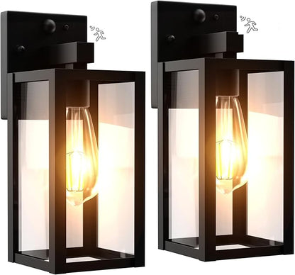 Dawn to Dusk Outdoor Sensor Motion Sensor Light Fixture Waterproof Porch Lights Anti-Rust Exterior Wall Mount Light Outdoor Wall Lantern for Patio Front Door Garage - 2 Pack