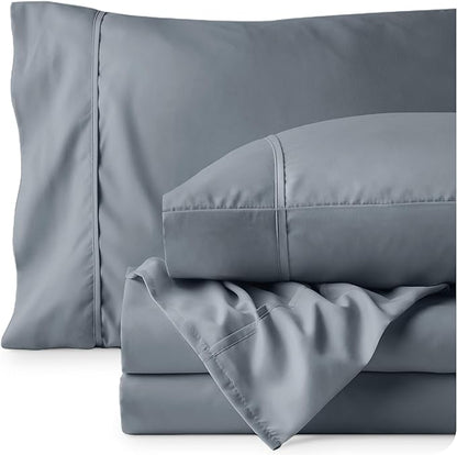 Bare Home Twin Sheet Set - 1800 Ultra-Soft Microfiber Bed Sheets - Double Brushed - Deep Pockets - Easy Fit - 3 Piece Set - Bed Sheets (Twin, Steel Blue)