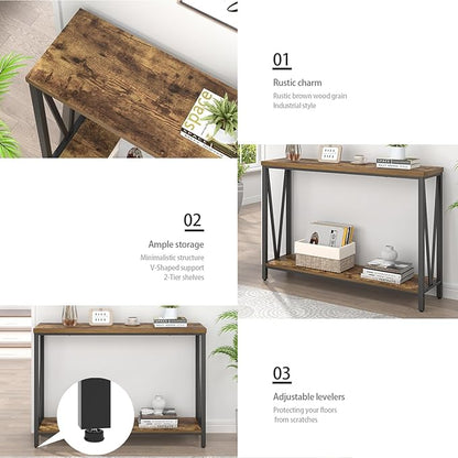 EXCEFUR Entryway Table, Narrow Sofa Console Tables Behind Couch, Modern Entry Table for Hallway Entrance Living Room, Rustic Brown
