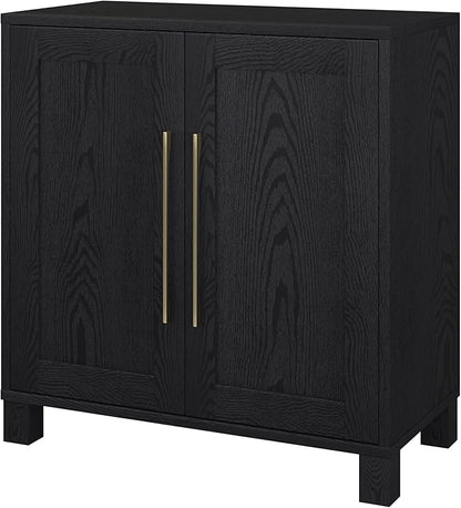 Henn&Hart 28" Wide Rectangular Accent Cabinet in Natural Black, for Home, Living Room, Bedroom, Entertainment Room, Office.