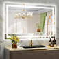 48x30 Inch LED Bathroom Mirror with Lights Front and Backlit Lighted Vanity Mirror for Bathroom Wall with 3 Colors Dimmable Anti-Fog Memory Shatter-Proof IP54 Waterproof Horizontal/Vertical