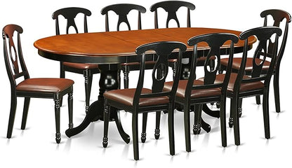 East West Furniture PLKE9-BCH-LC 9 Piece Dining Room Furniture Set Includes an Oval Kitchen Table with Butterfly Leaf and 8 Faux Leather Upholstered Dining Chairs, 42x78 Inch, Black & Cherry