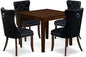East West Furniture OXDA5-AWA-24 5 Piece Dining Table Set Consists of a Square Modern Kitchen Table and 4 Polyester Fabric Upholstered Parson Chairs, 36x36 Inch, Antique Walnut