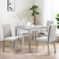 Dining Table Set for 4, 5-Piece Dining Room Table Set with Square Crystal Decoration Table & 4 Upholstered Backrest Chairs, Counter Height Kitchen Sets with Faux Wood Grain Design, Silver Gray