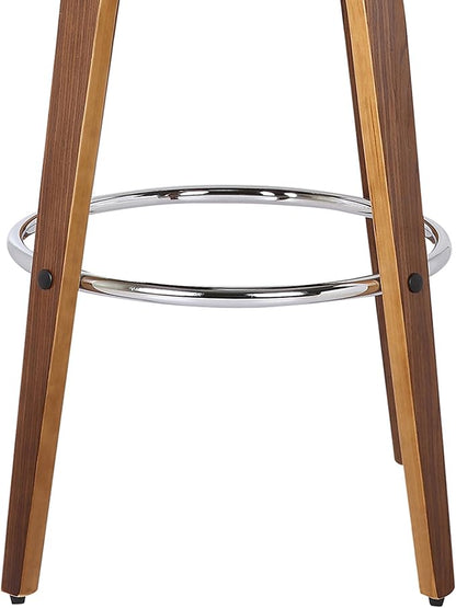 Armen Living Shelly 26" Counter Height Swivel Brown Faux Leather and Walnut Wood Bar Stool - Set of 2