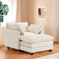 Furniliving Oversized Accent Chair with Ottoman, Luxury Chenille Single Sofa, Upholstered Deep Seat Chaise Lounge with Pillows for Living Room, Bedroom, Apartment, Beige