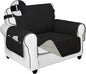 PureFit Reversible Sofa Cover Water Resistant Chair Couch Cover, Machine Washable Furniture Cover with Non-Slip Foam and Adjustable Strap for Dogs, Pets (Chair, Black/Beige)