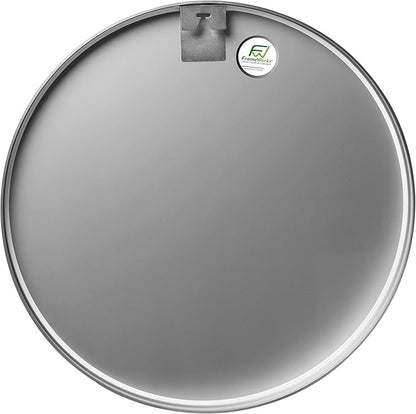 FrameWorks 28" Deluxe Contemporary Silver Circular Aluminum Mirror