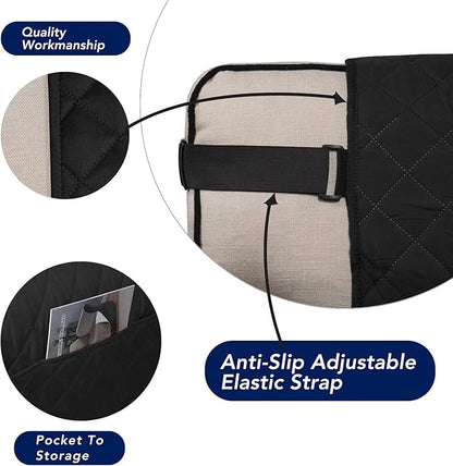PureFit Reversible Sofa Couch Cover Water Resistant Couch Covers for 3 Cushion, Washable Furniture Cover with Non-Slip Foam and Adjustable Strap for Dogs, Pets (Oversized Sofa, Black/Beige)