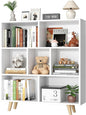 Shintenchi Cube Storage Organizer, 3 Tier Mid-Century Bookcase with Legs Cubeicals Retro Wood Organizer Storage Bookcase, Freestanding Open Book Shelves for Bedroom,Living Room,Office(White)