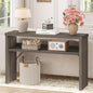BON AUGURE Sofa Console Table, Wood Entryway Table, Grey Behind Couch Tables with Open Storage, Modern Narrow Hallway Tables (Greige Oak, 47 Inches)